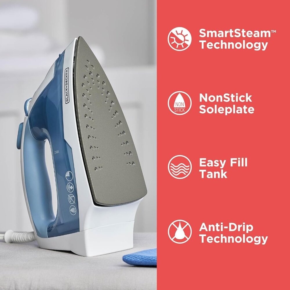 NEW IN BOX -BLACK+DECKER Easy Steam Compact Iron - Picture 3 of 10